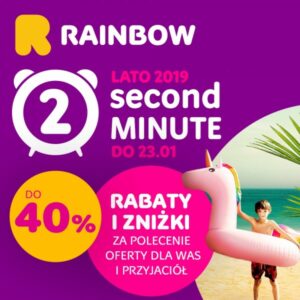 Kolorowe logo, zegar, tekst promocyjny - Traveligo Blog
