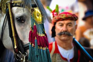 Zdobiony koń z ozdobnymi frędzlami. Mężczyzna w tradycyjnym stroju. - Traveligo Blog