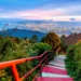 Widok z Penang Hill na miasto i wyspę o zachodzie słońca Malezja