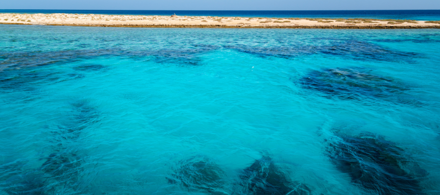 Turkusowa laguna i rafa koralowa w Marsa Alam w Egipcie
