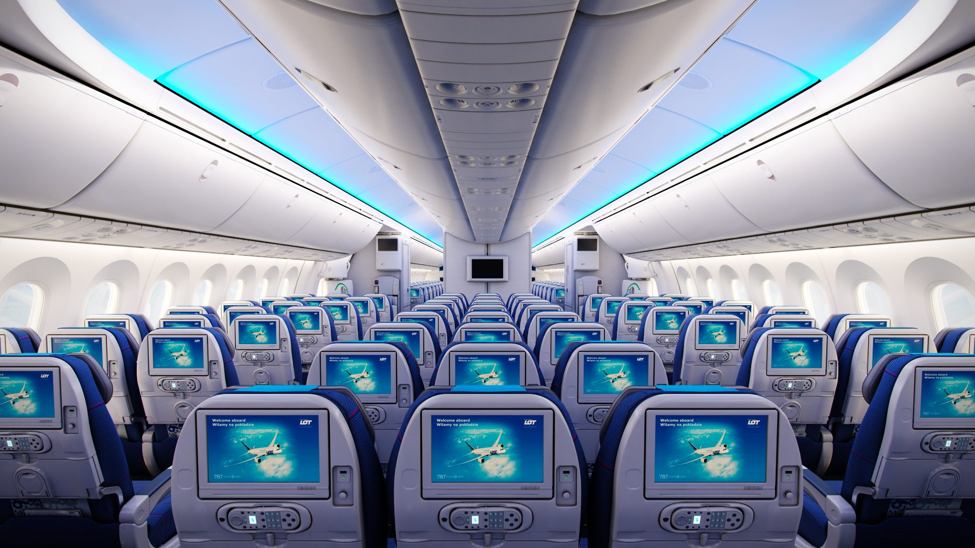 Wnętrze samolotu Boeing 787 Dreamliner LOT – bezpośredni lot na Zanzibar