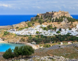 Zabudowania kawalerów rodyjskich w Lindos na wyspie Rodos
