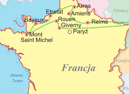 Wycieczka objazdowa Szampania - Pikardia - Normandia, Francja